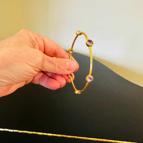JULIE VOS AUTHENTIC RARE LUXURY MINIMALIST RETRO SUMMER SPRING AMETHYST BANGLE - Picture 7 of 17